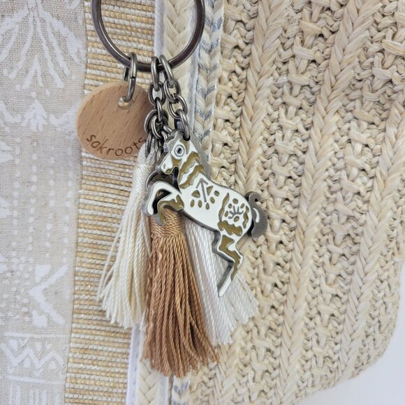 Sakroots Meadow Straw Bohemian Tote Cream - Picture 8 of 16